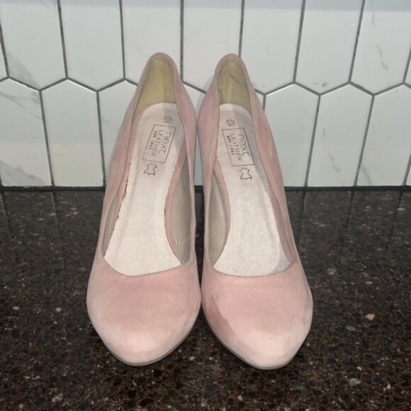Next Leather faux suede size 6.5 pastel pink high heelspointed toe - Picture 3 of 7